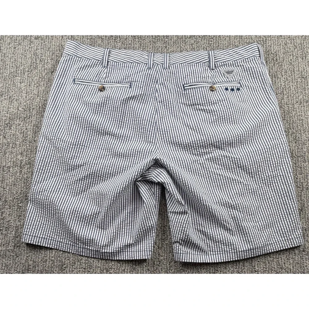 Columbia PFG Shorts Mens 40 Blue‎ White Striped Seersucker Fishing FM1086
